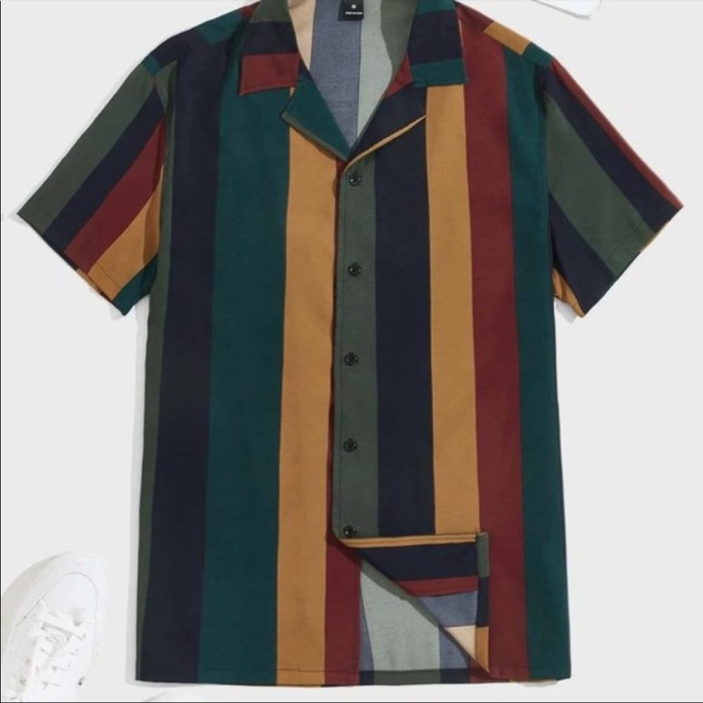 Multicolor Casual Men’s Stripe Print Shirt